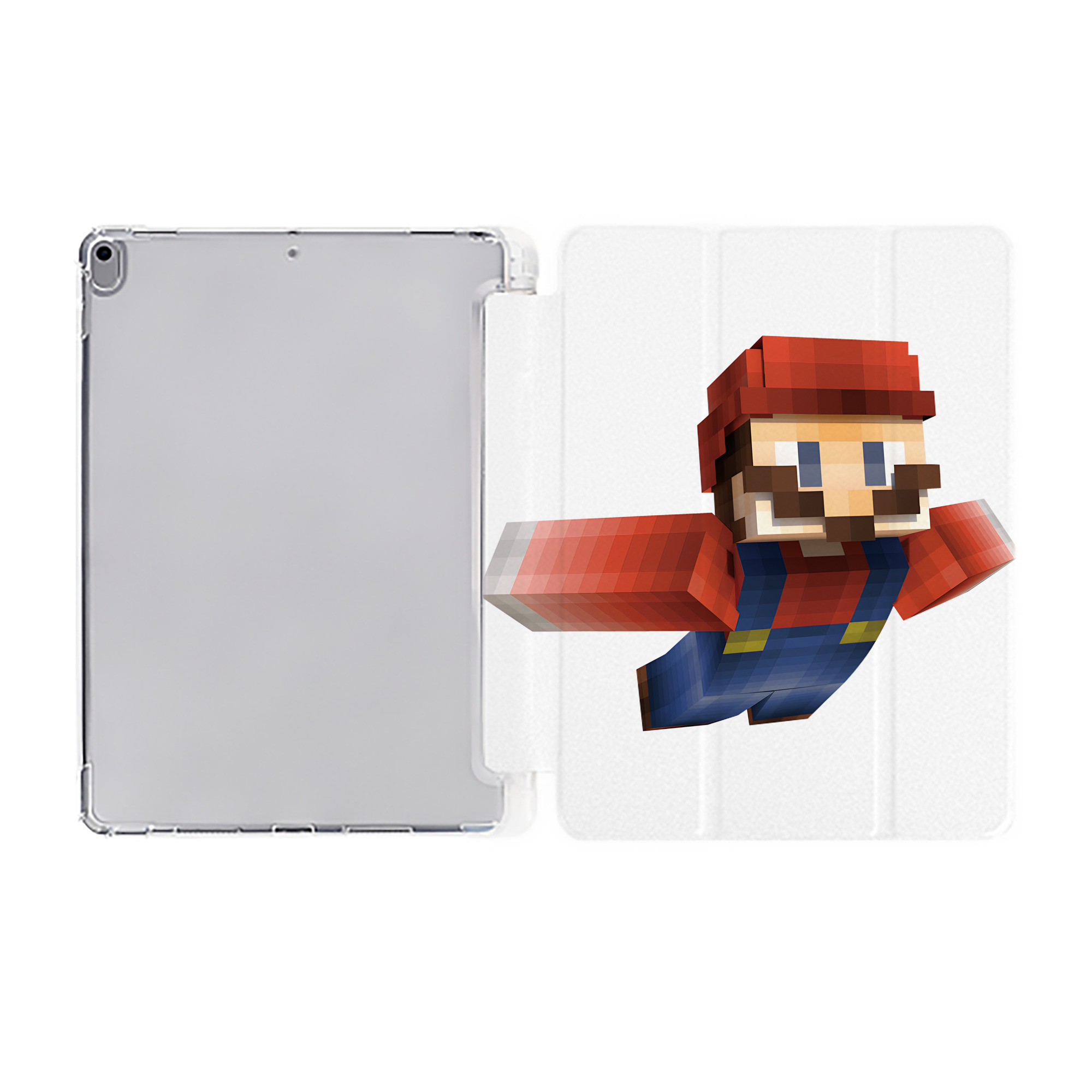 （画像用） マインクラフト ブロックの世界 Minecraft MC Block world IPad ケース ペン収納付き 三つ折りスタンド PUレザー×シリコン 対応機種9.5/10.5/10.9インチ